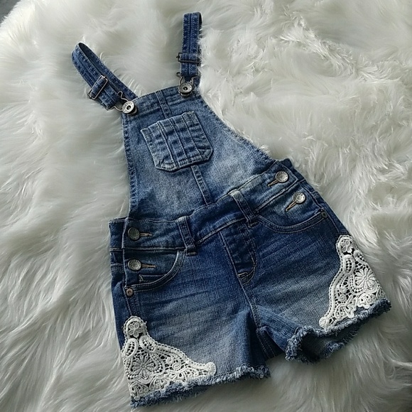 girls denim overalls shorts